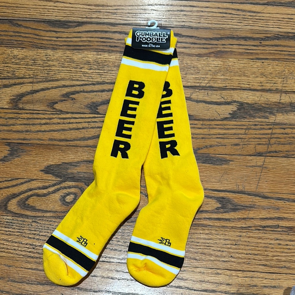 Gumball Poodle Yellow Beer Socks